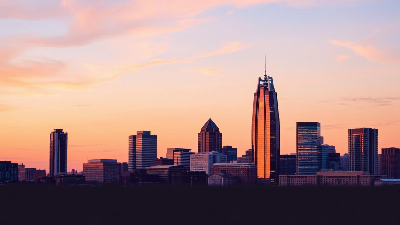 Atlanta skyline at golden hour seen from the BeltLine